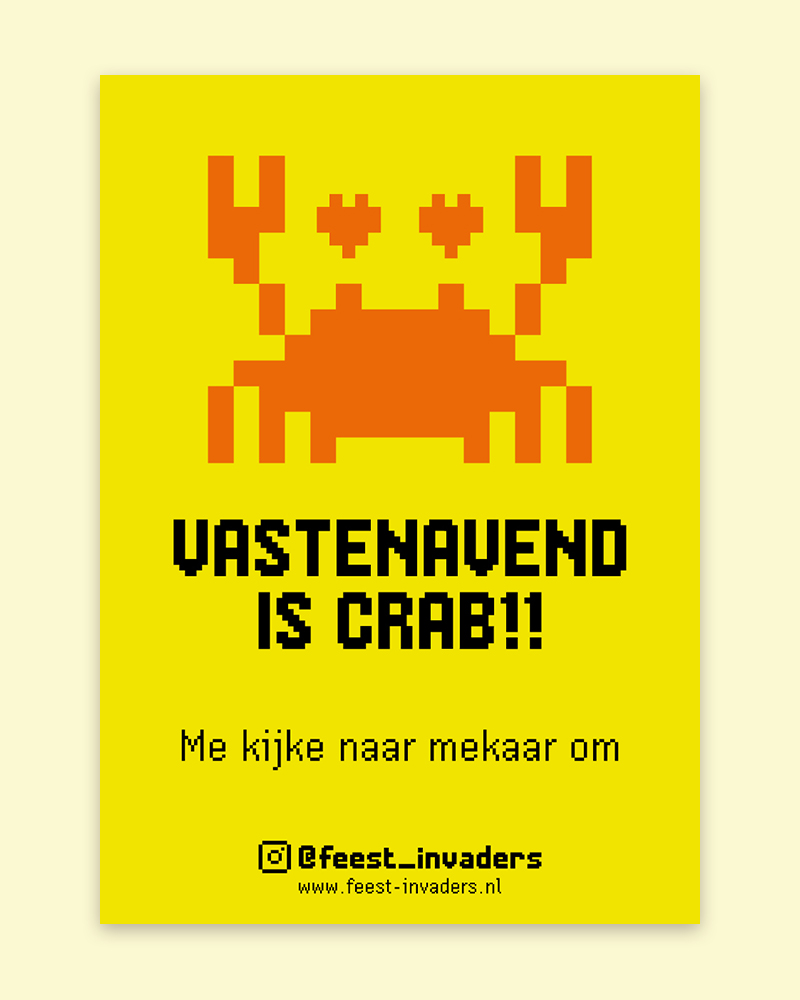 poster, vastenavend, carnaval, campagne, veiligheid, krabbegat, straatintimidatie, straatveiligheid, samen sterk, vastenavend is crab, me kijke naar elkaar om, sociale veiligheid, agge mar leut et, leuteg, amle, brabant, veilig over straat met carnaval